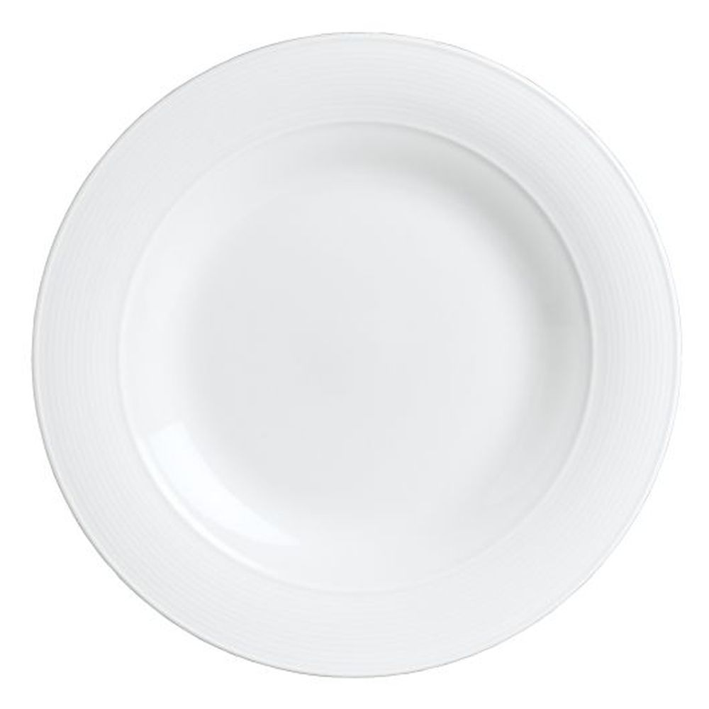 Aura 10.5 inch Porcelain Flat Mid Rim Plate, 12 count