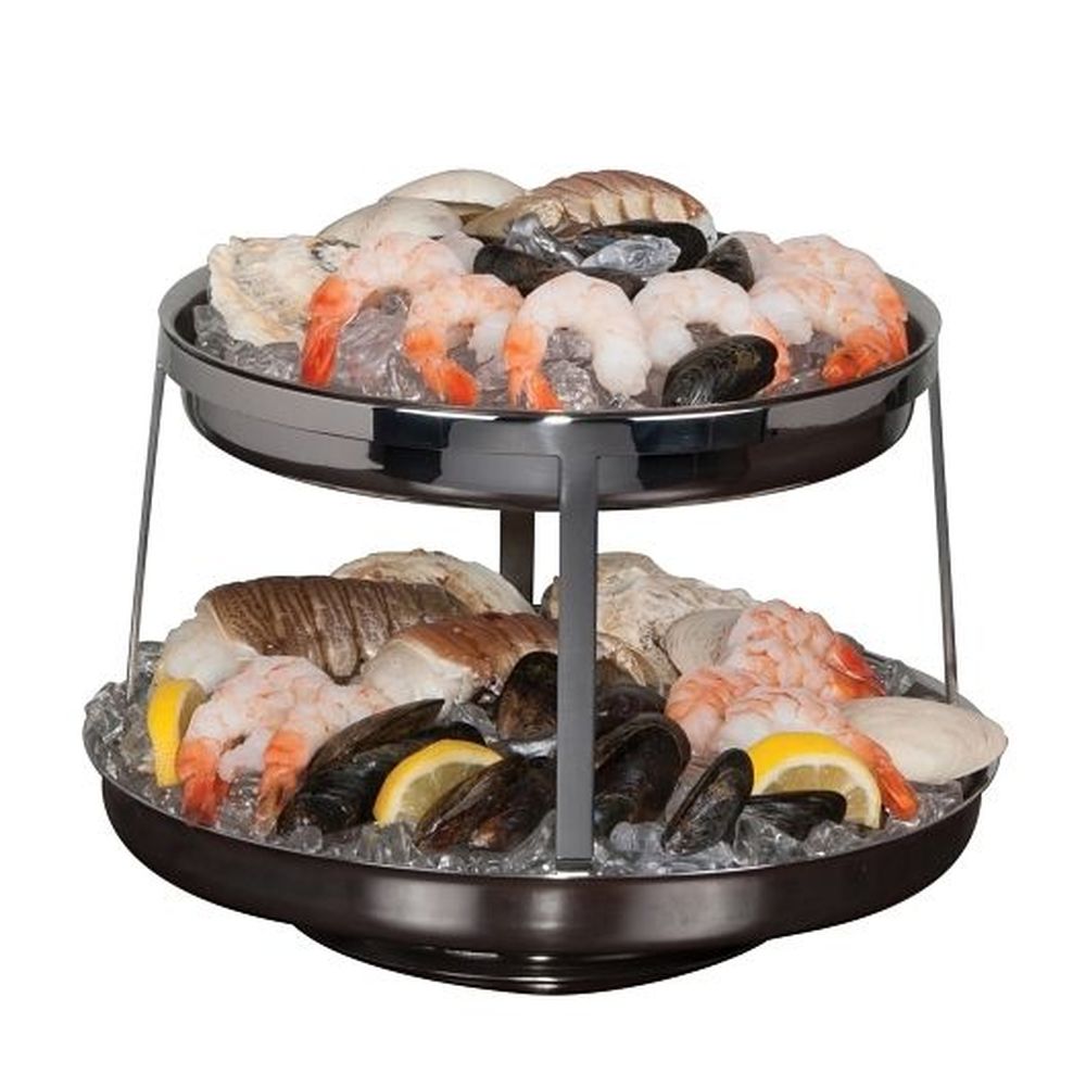 Williamsburg 2-tier Seafood Stand With Straight Sided Removable Drain Plates, 12 1/4 X 9 Inch