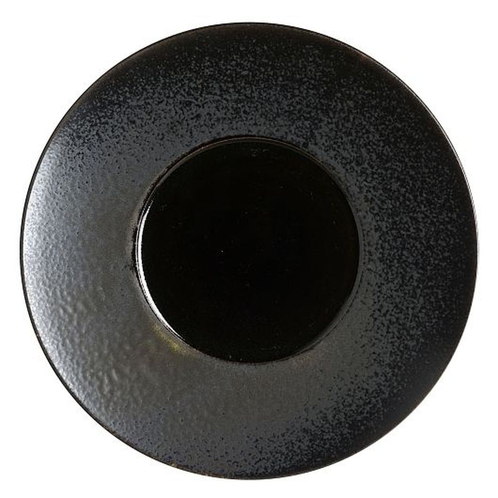 Wabi Sabi Slate 11 1/4 inch Porcelain Rimmed Plate with Glossy Well, 6 count