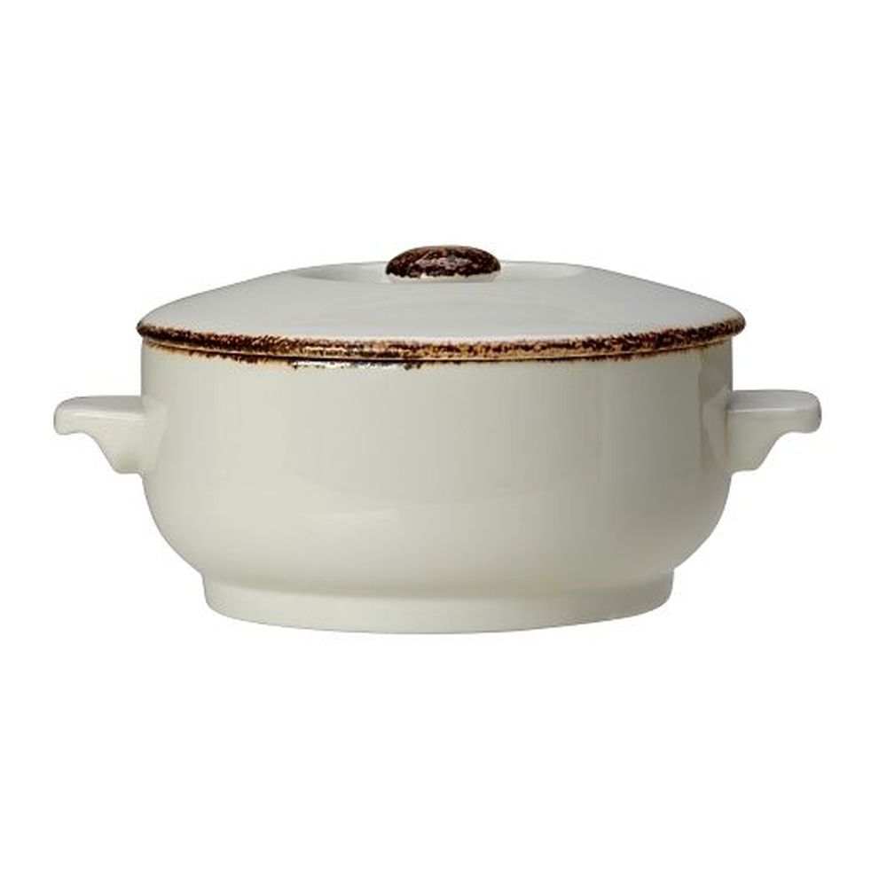 Steelite Brown Dapple Alumina Vitrified Soup Bowl Cover, 12 Count