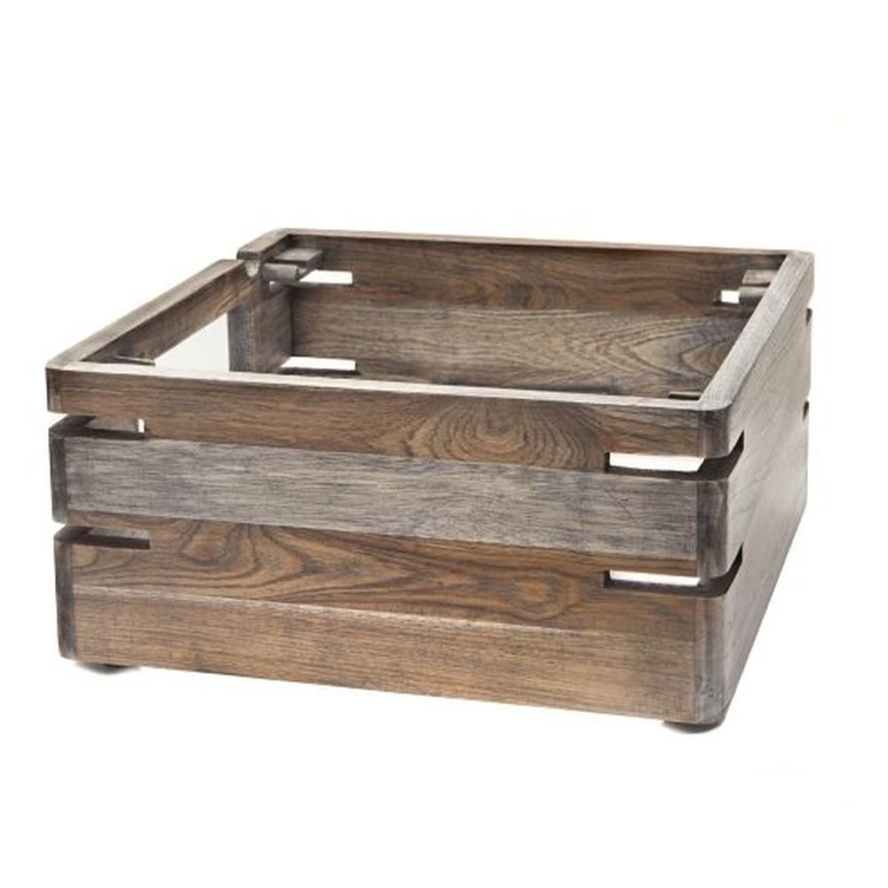 Fusion Buffet Ash Grey Teak Wood Riser, 14.0 x 14.0 x 7.0 inch