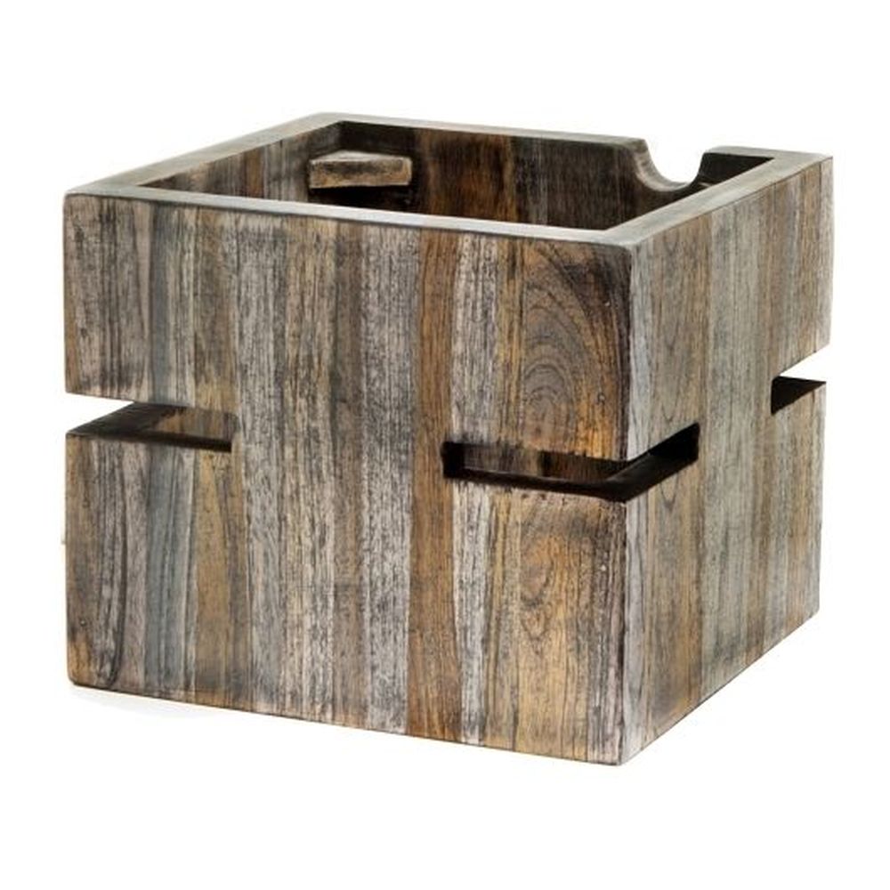 Fusion Buffet Ash Grey Teak Wood Riser, 6.0 x 6.0 x 6.0 inch
