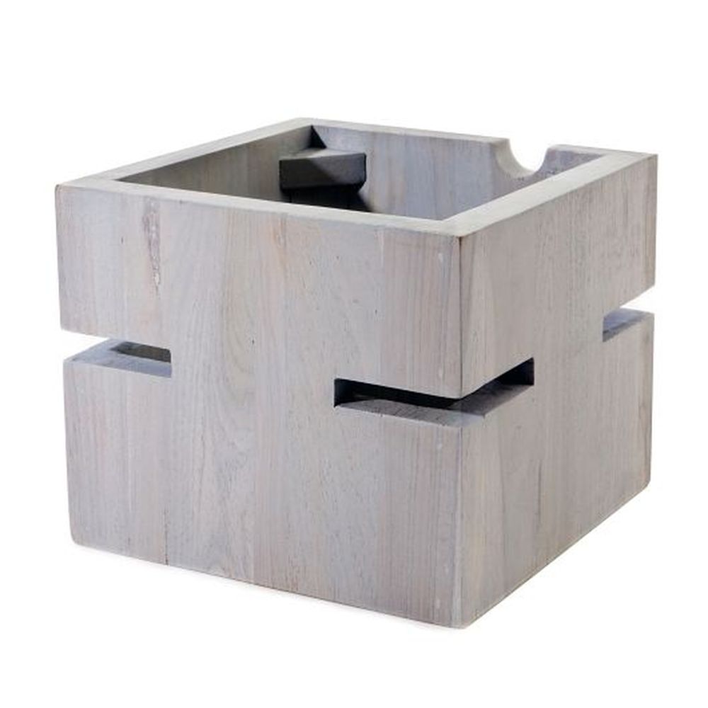 Fusion Buffet Grey Wash Teak Wood Riser, 6.0 x 6.0 x 6.0 inch
