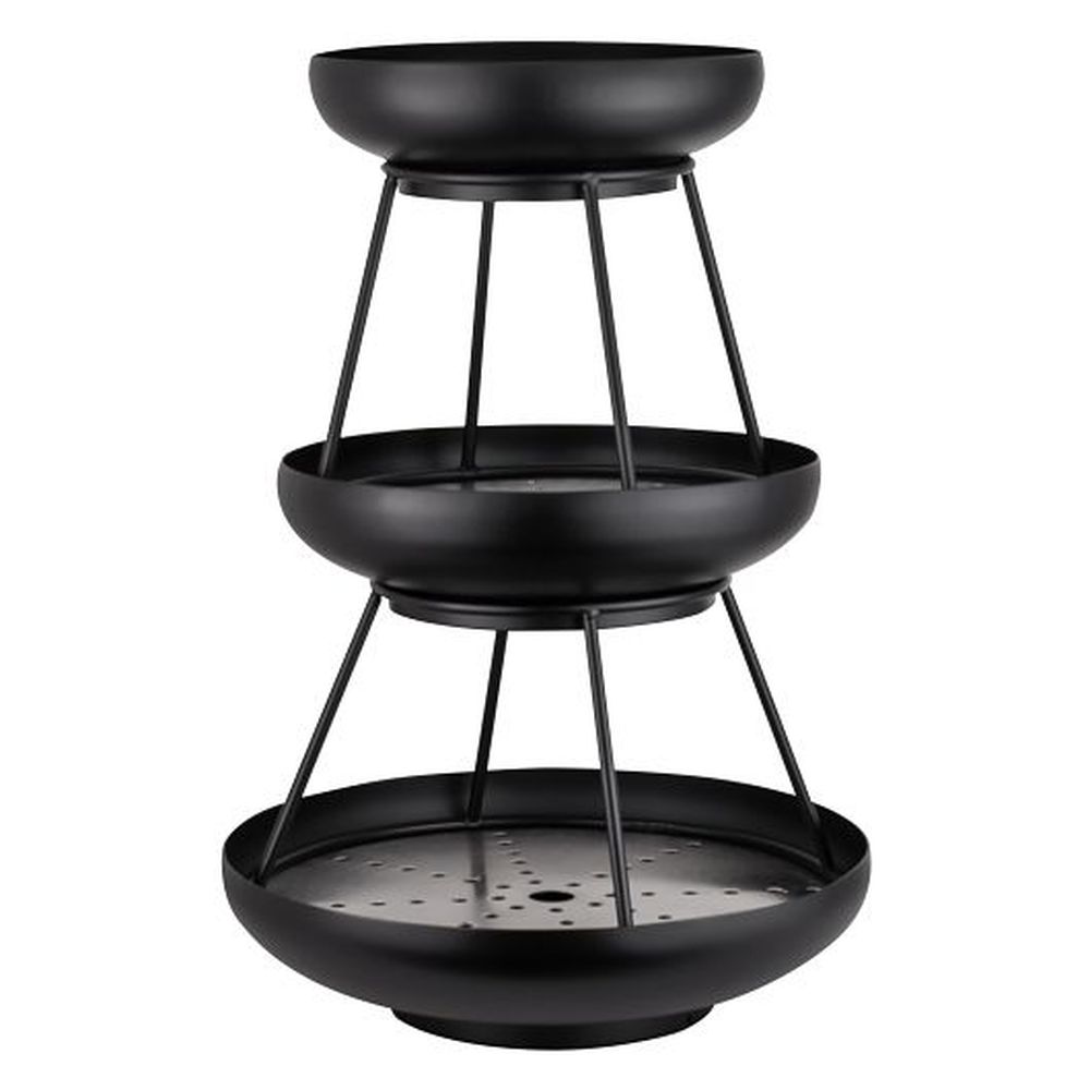 Williamsburg 18/10 Stainless Steel Black Powder Coated 3-tier Coupe Seafood Stand