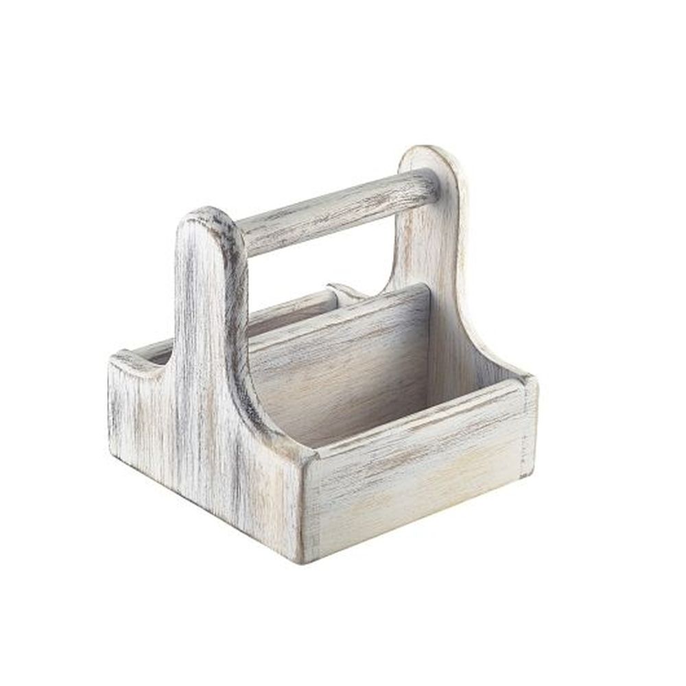 Genware White Wood 5 7/8 Inch Table Caddy, 12 Count