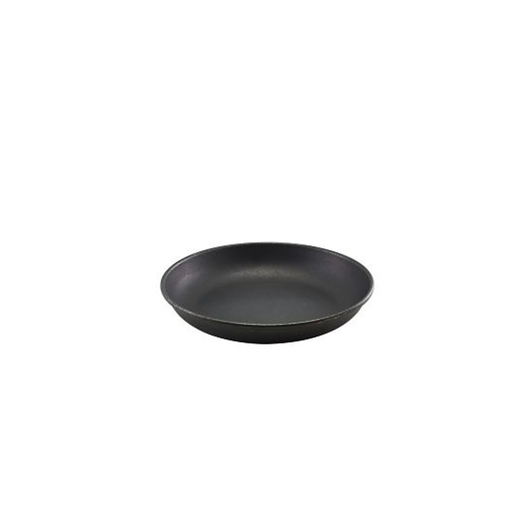 Genware Vintage Black 18/0 Stainless Steel 8.125 Inch Coupe Plate, 12 Count