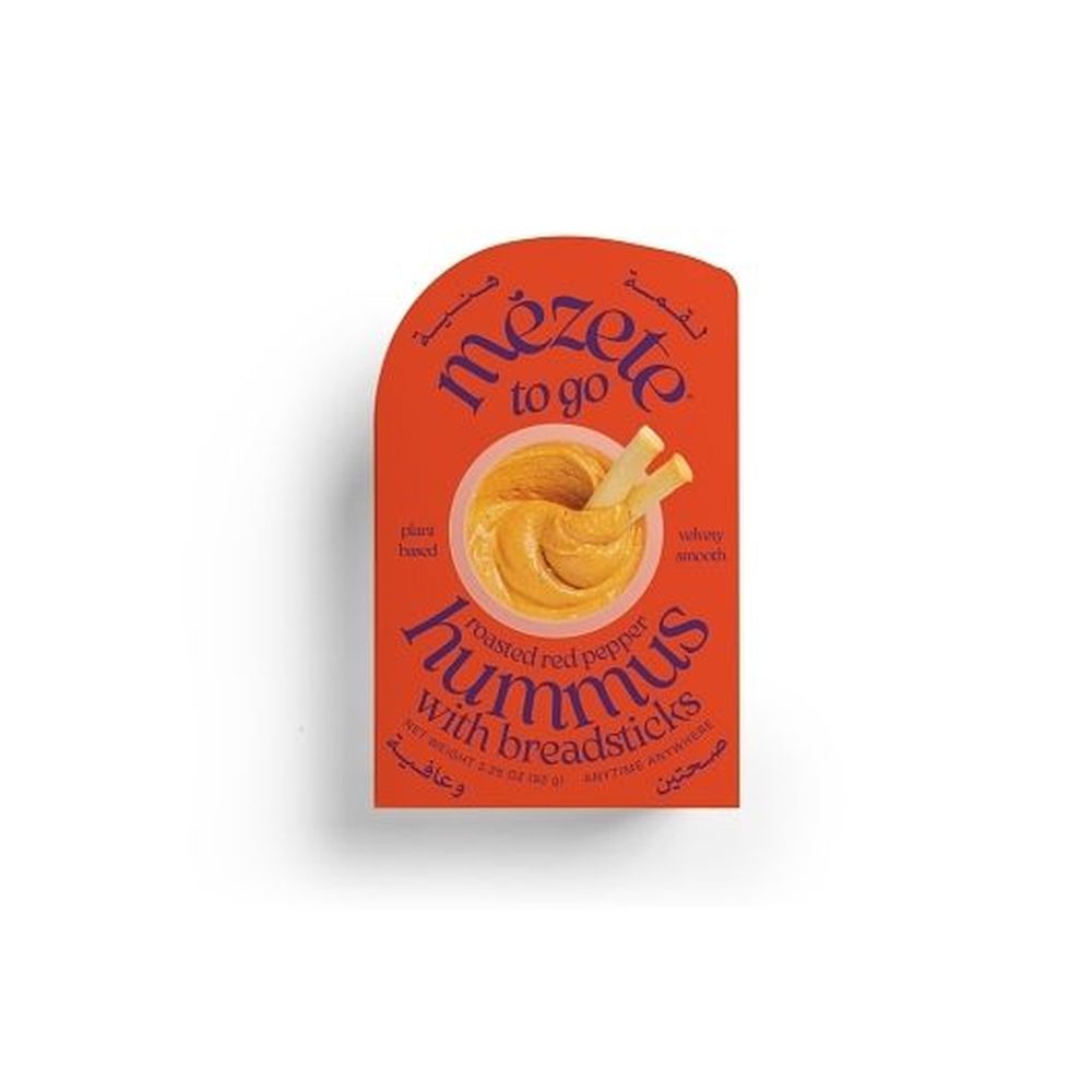 Roasted Red Pepper Hummus with Breadsticks