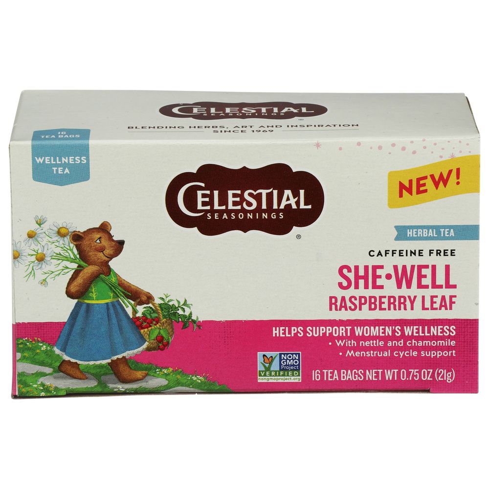 Celestial Seasonings She Well Raspberry Leaf Wellness Tea, 16 Tea Bags -- 6 Per Case