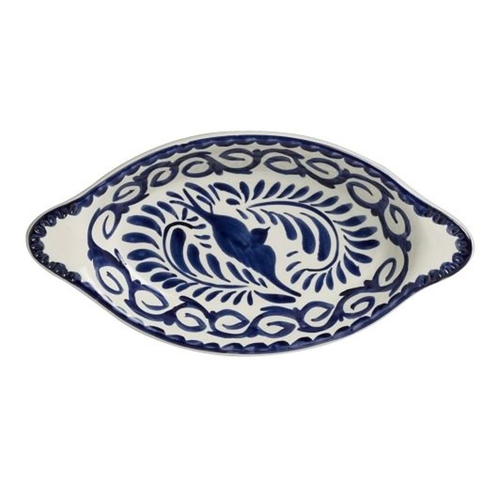 Anfora Puebla Alumina Vitrified 12.0 Ounce Blue Oval Rarebit, 12 Count