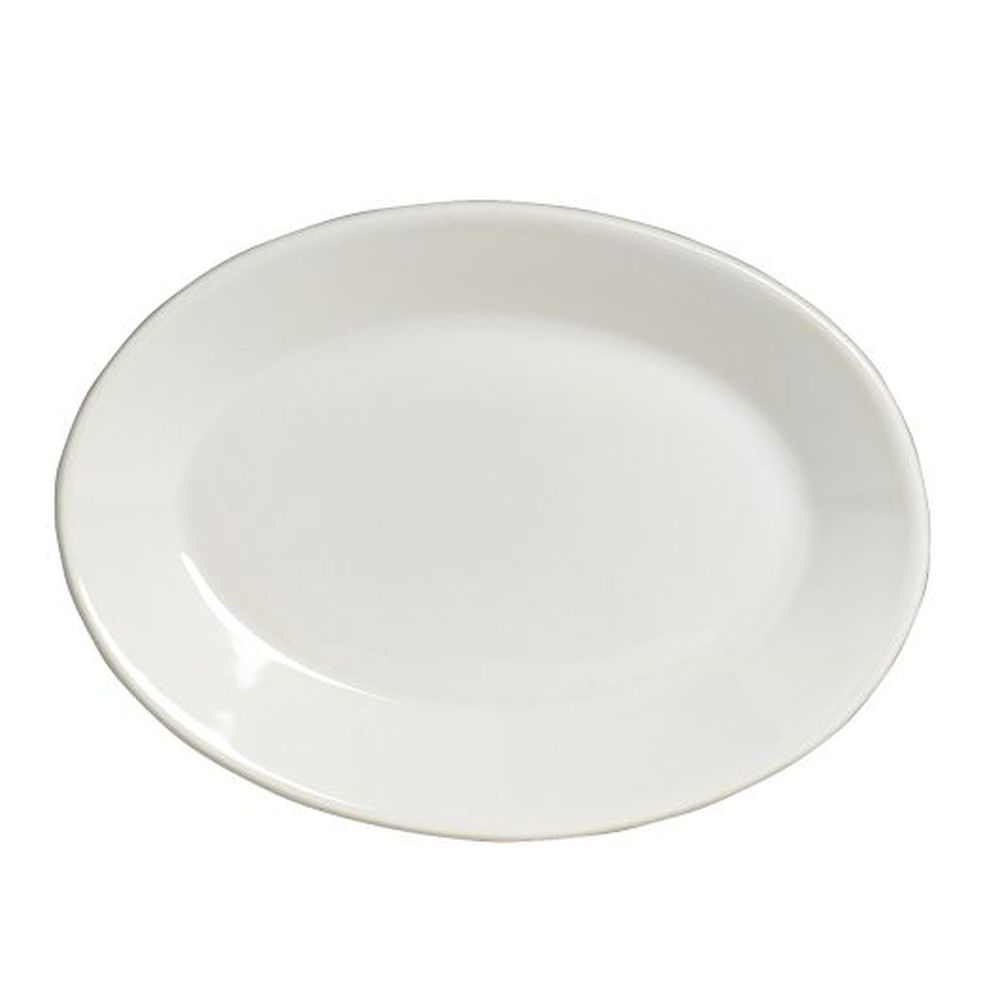 Anfora American Basics Alumina Vitrified 15.5 Inch Oval Rolled Edge Platter, 12 Count