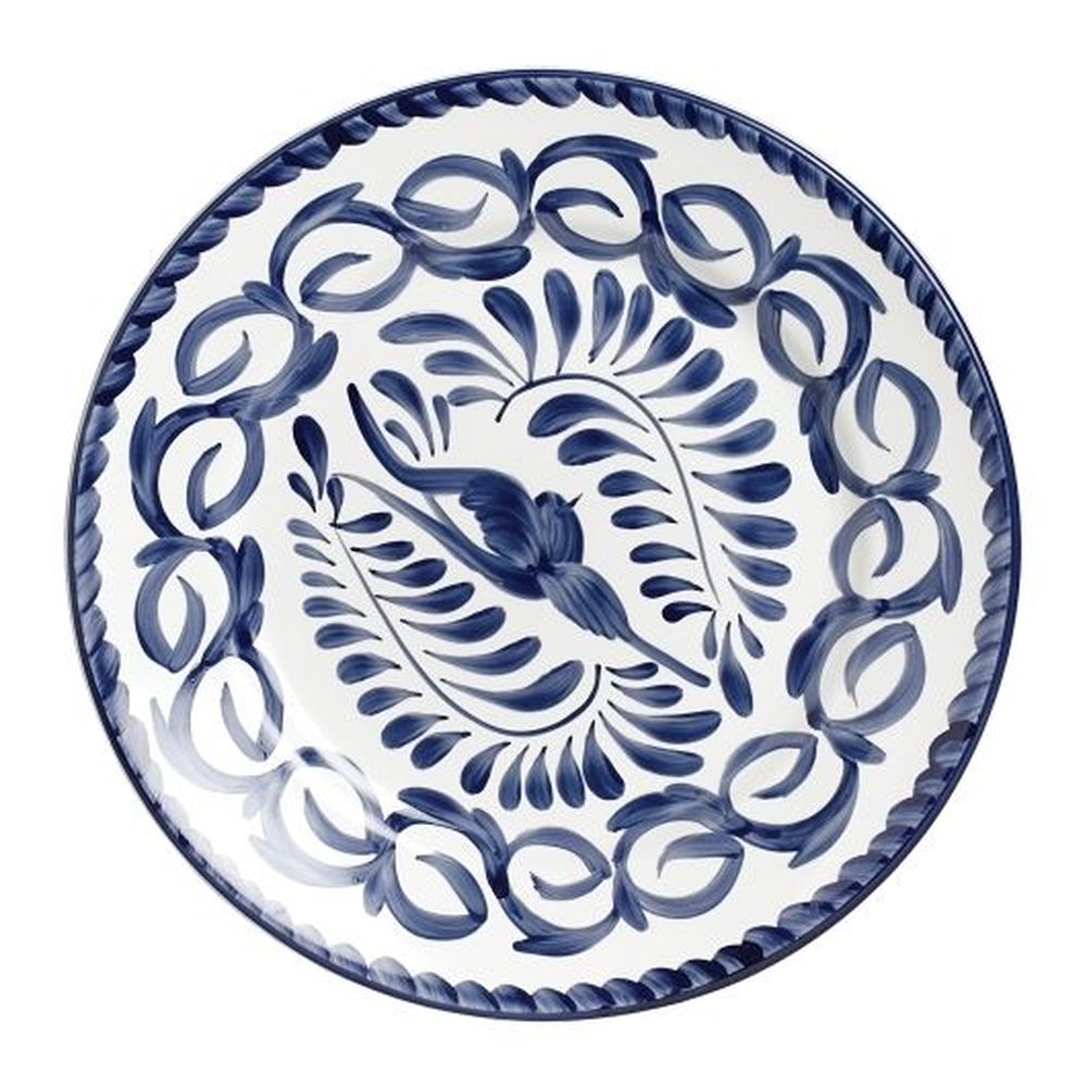 Puebla Alumina Vitrified 6.25 inch Dia Blue Rimmed Rolled Edge Plate, 24 count