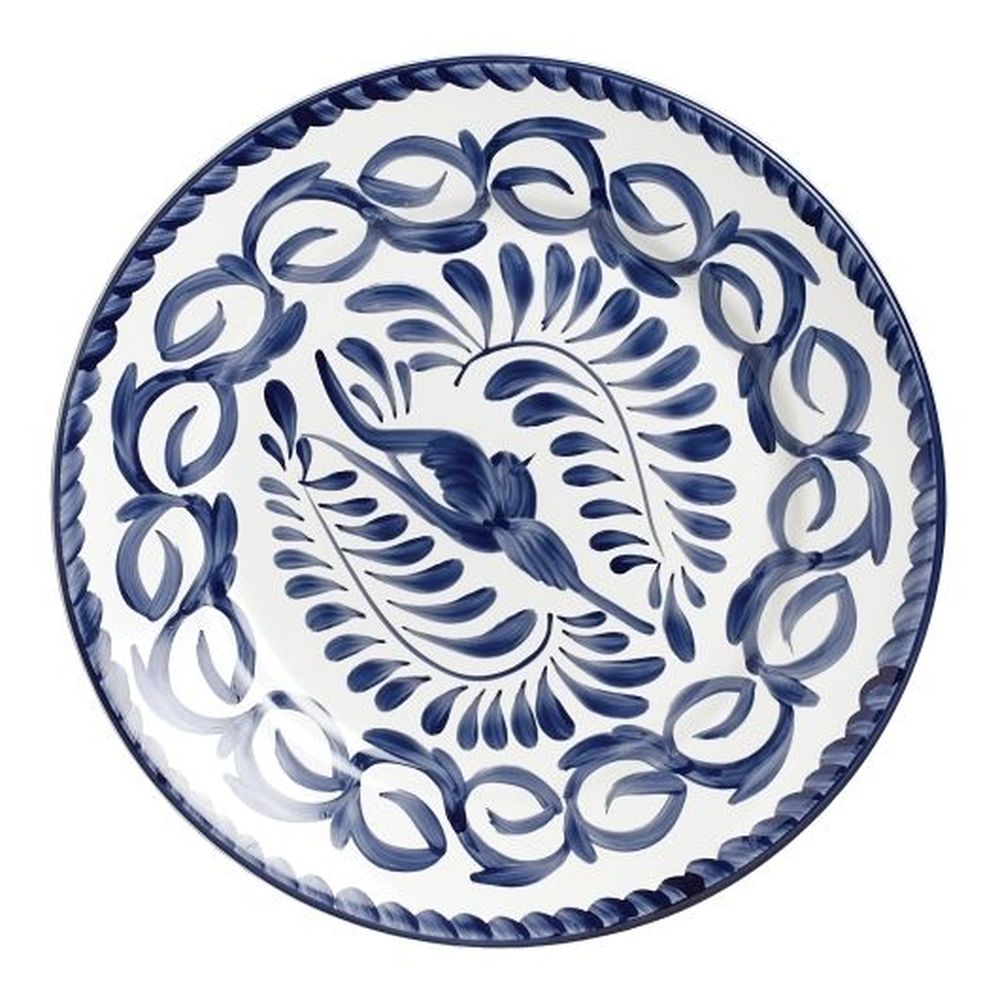 Puebla Alumina Vitrified 9 inch Dia Blue Rolled Edge Plate, 24 count