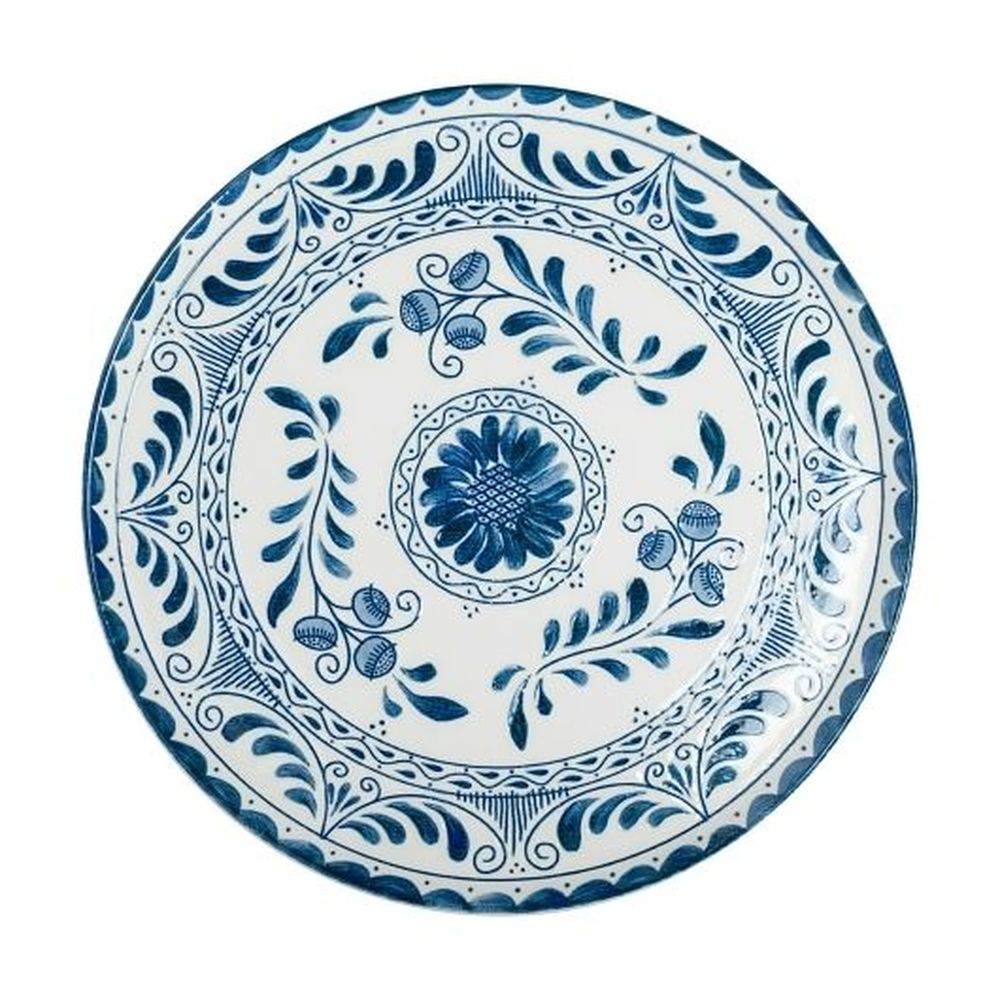 Talavera Motiva Alumina Vitrified 13 inch Dia Blue Plate, 6 count