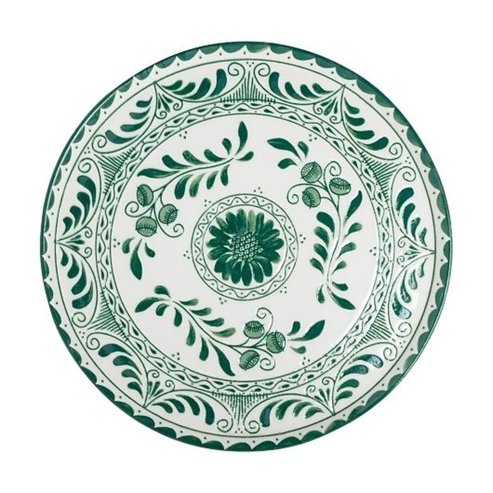 Talavera Motiva Alumina Vitrified 13 inch Dia Green Plate, 6 count