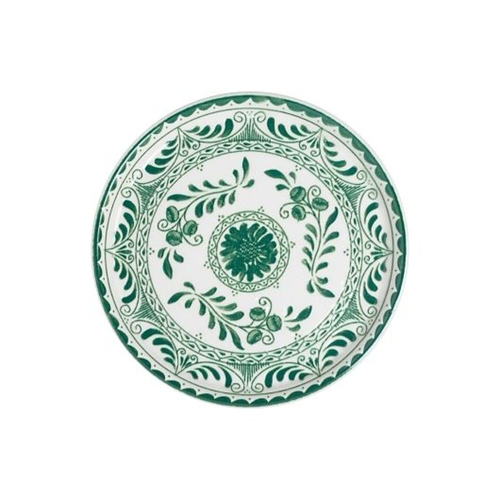 Talavera Motiva Alumina Vitrified 7.5 inch Dia Green Plate, 12 count