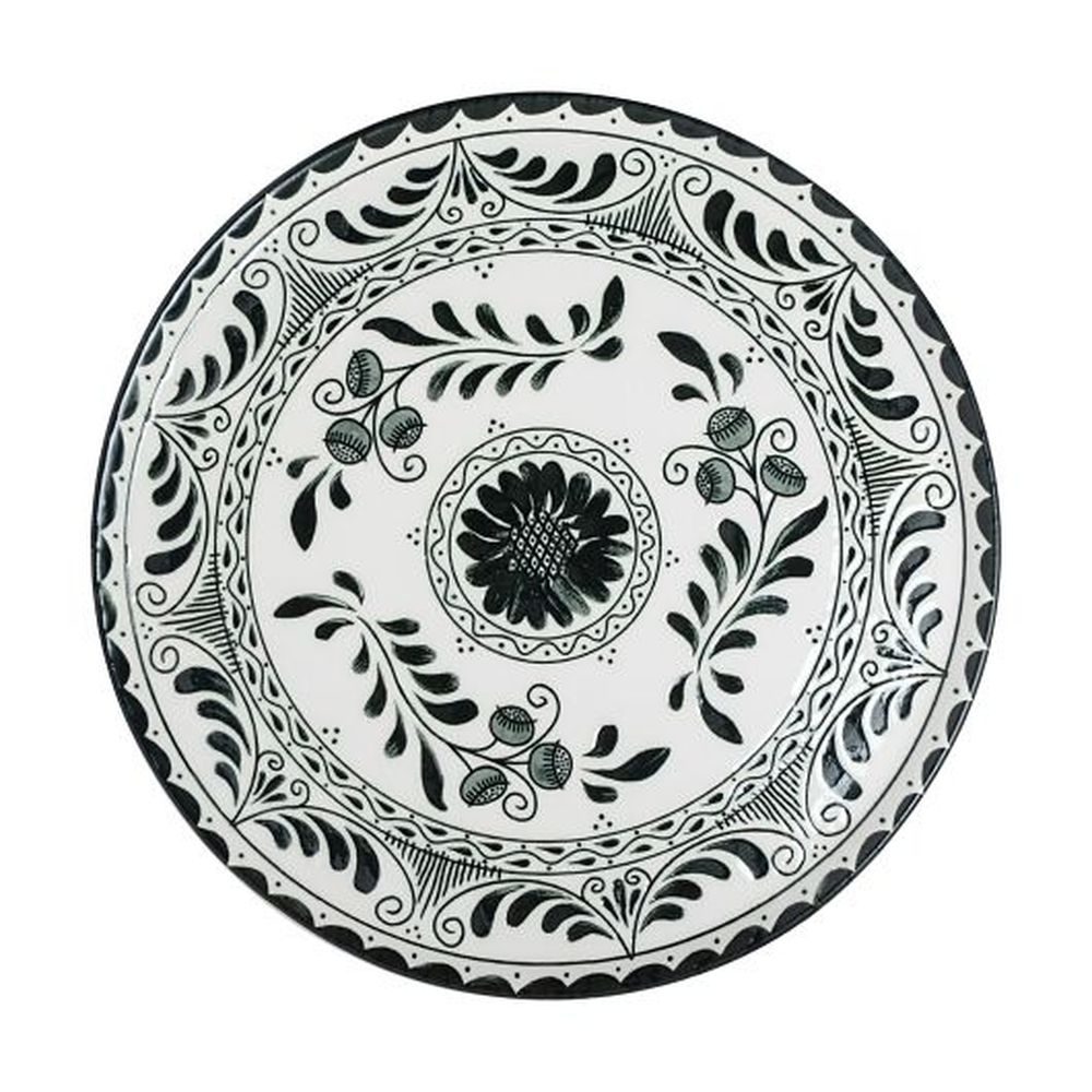Talavera Motiva Alumina Vitrified 13 inch Dia Black Plate, 6 count