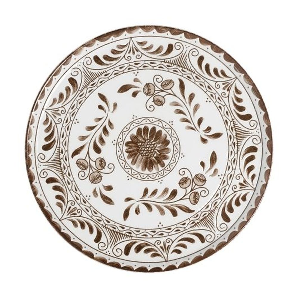 Talavera Motiva Alumina Vitrified 13 inch Dia Brown Plate, 6 count