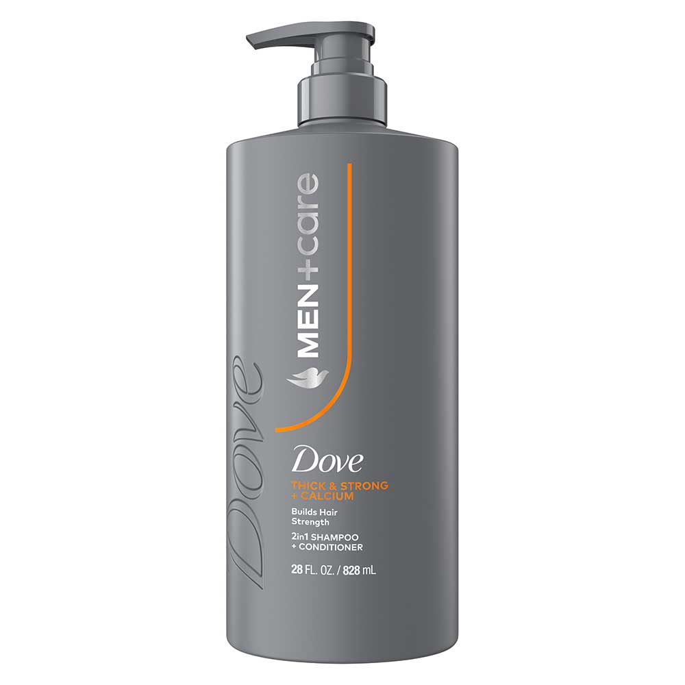 Dove Men+care Thick And Strong Plus Calcium 2-in-1 Shampoo Plus Conditioner With Pump, 28 Fluid Ounce -- 4 Per Case