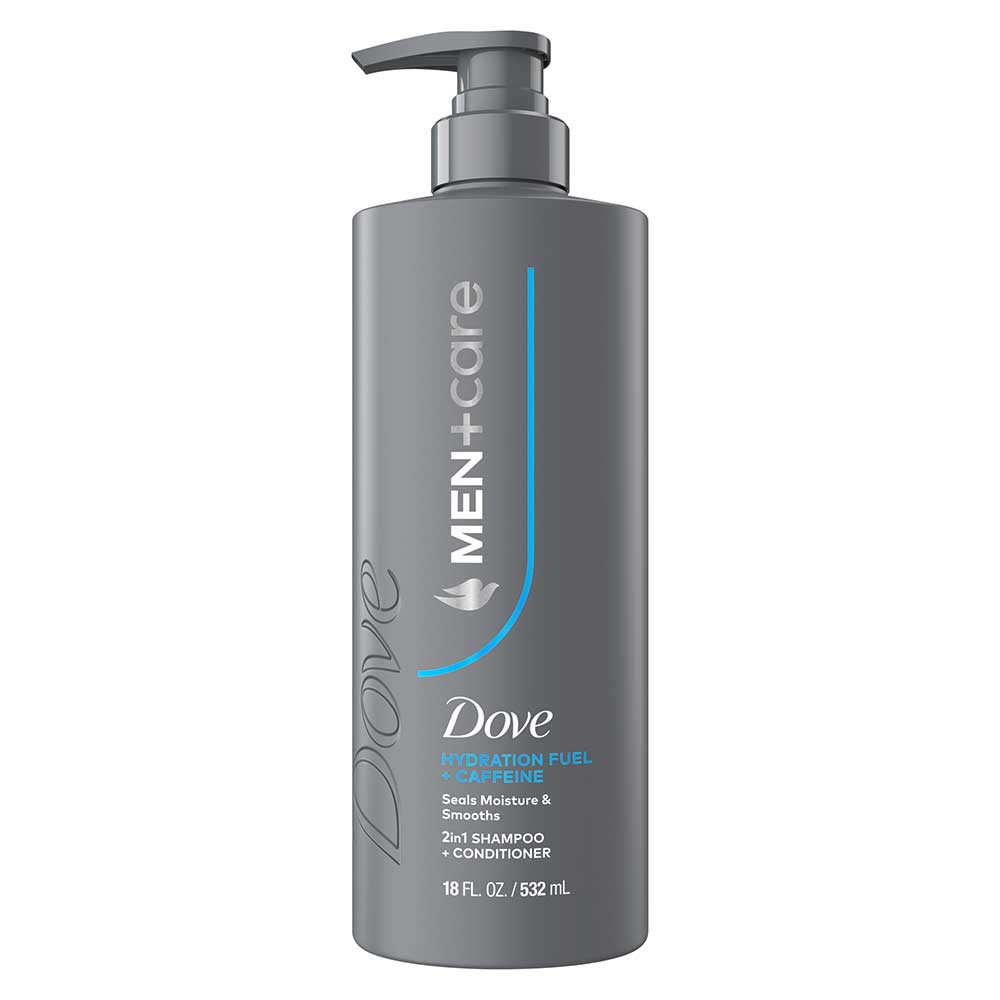 Dove Men+care Hydration Fuel Plus Caffeine 2-in-1 Shampoo Plus Conditioner With Pump, 18 Fluid Ounce -- 4 Per Case