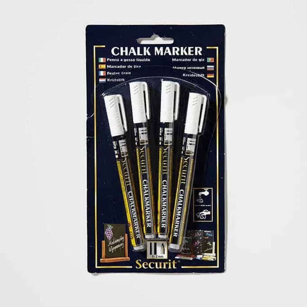 American Metalcraft Securit White Mini Tip Original Chalk Marker -- 4 Per Case