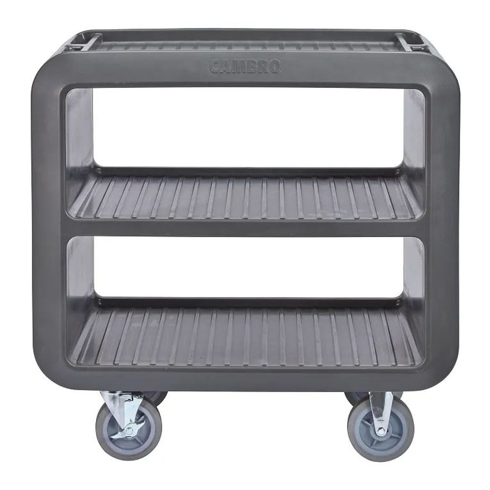 Cambro Charcoal Gray Service Cart Pro With 2 Rigid And 2 Swivel Casters With Brake, 41 1/2 X 23 5/8 X 37 1/4 Inch