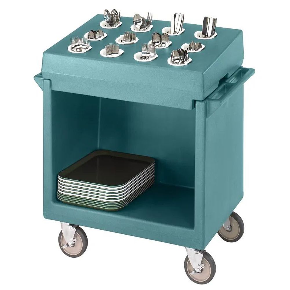 Cambro Slate Blue Cart And Cutlery Rack Combination, 38 1/8 X 22 3/4 X 41 1/4 Inch