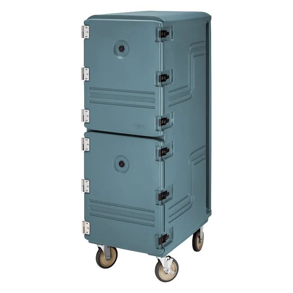 Cambro Camcarts Slate Blue Tall Profile Non Electric Insulated Double Compartment Food Transport Cart For Trays And Sheet Pans, 21 1/2 X 33 1/4 X 63 3/4 Inch