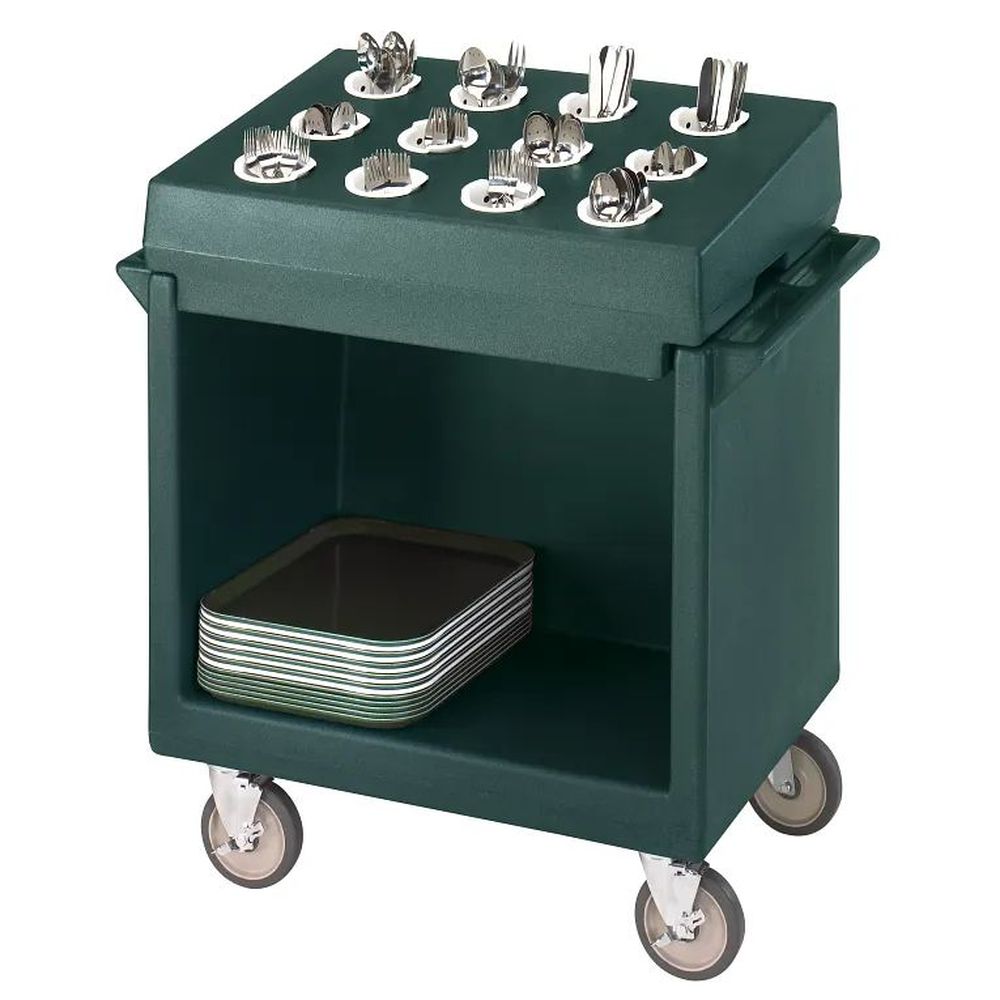 Cambro Granite Green Cart and Rack Combination Cart with Cutlery Rack, 38 1/8 22 3/4 x 41 1/4 inch.