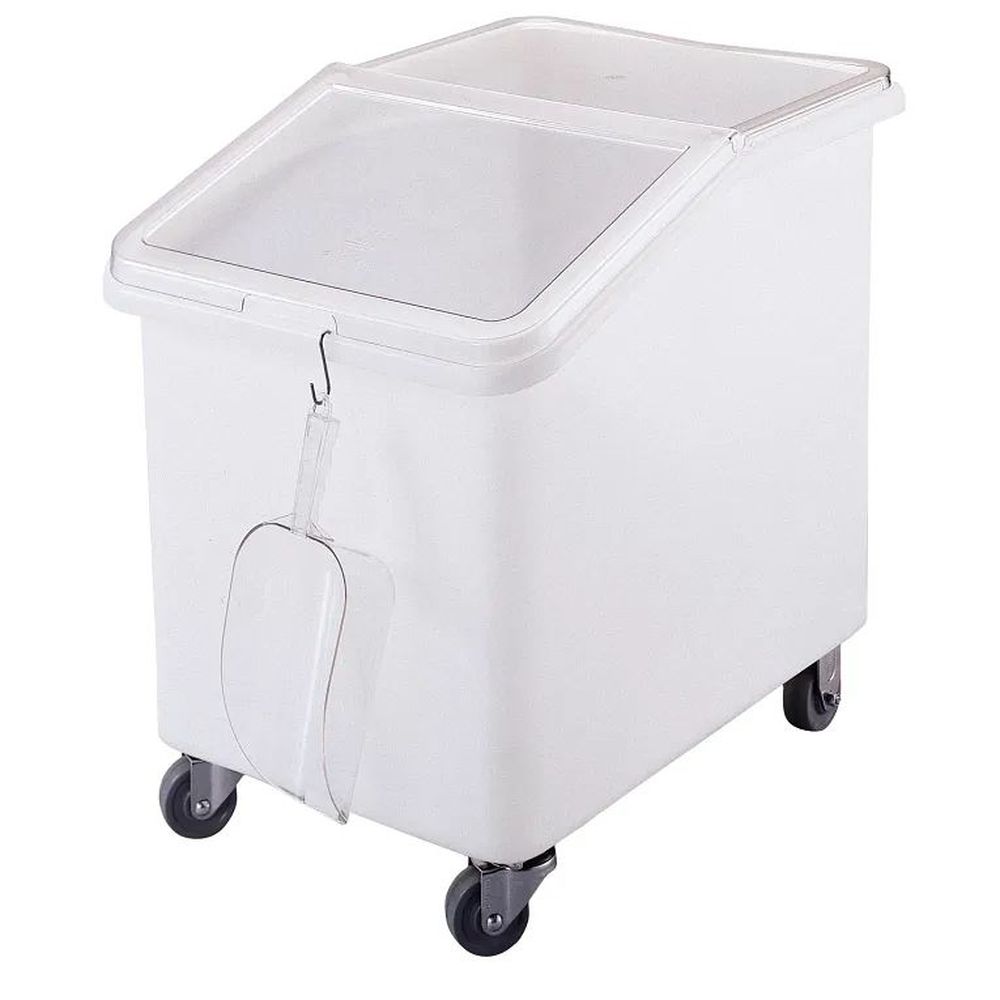 Cambro White 37 Liquid Gallon Mobile Ingredient Bin With Two Piece Sliding Lid, 21 1?2 X 29 1?2 X 28 1?4 Inch