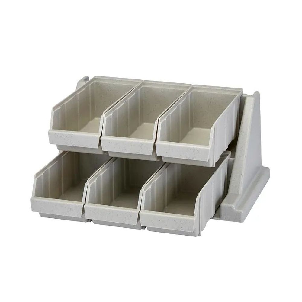 Cambro Speckled Gray Polyethylene Versa Organizers Rack With 6 Bins, 20 1/8 X 17 1/4 X 9 1/4 Inch