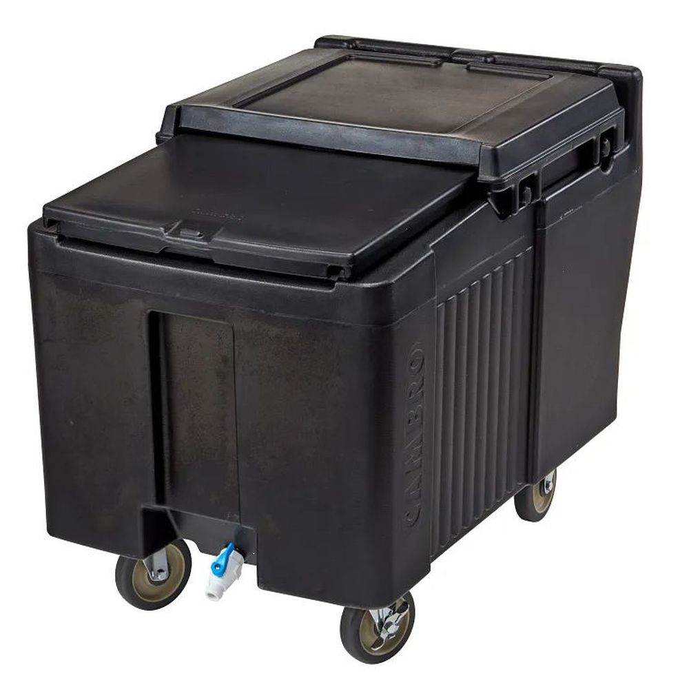 Cambro Slidinglid Black Standard Height 175 Pound Ice Caddy With Swivel And Fixed Caster, 24 X 37 1?2 X 29 1?4 Inch