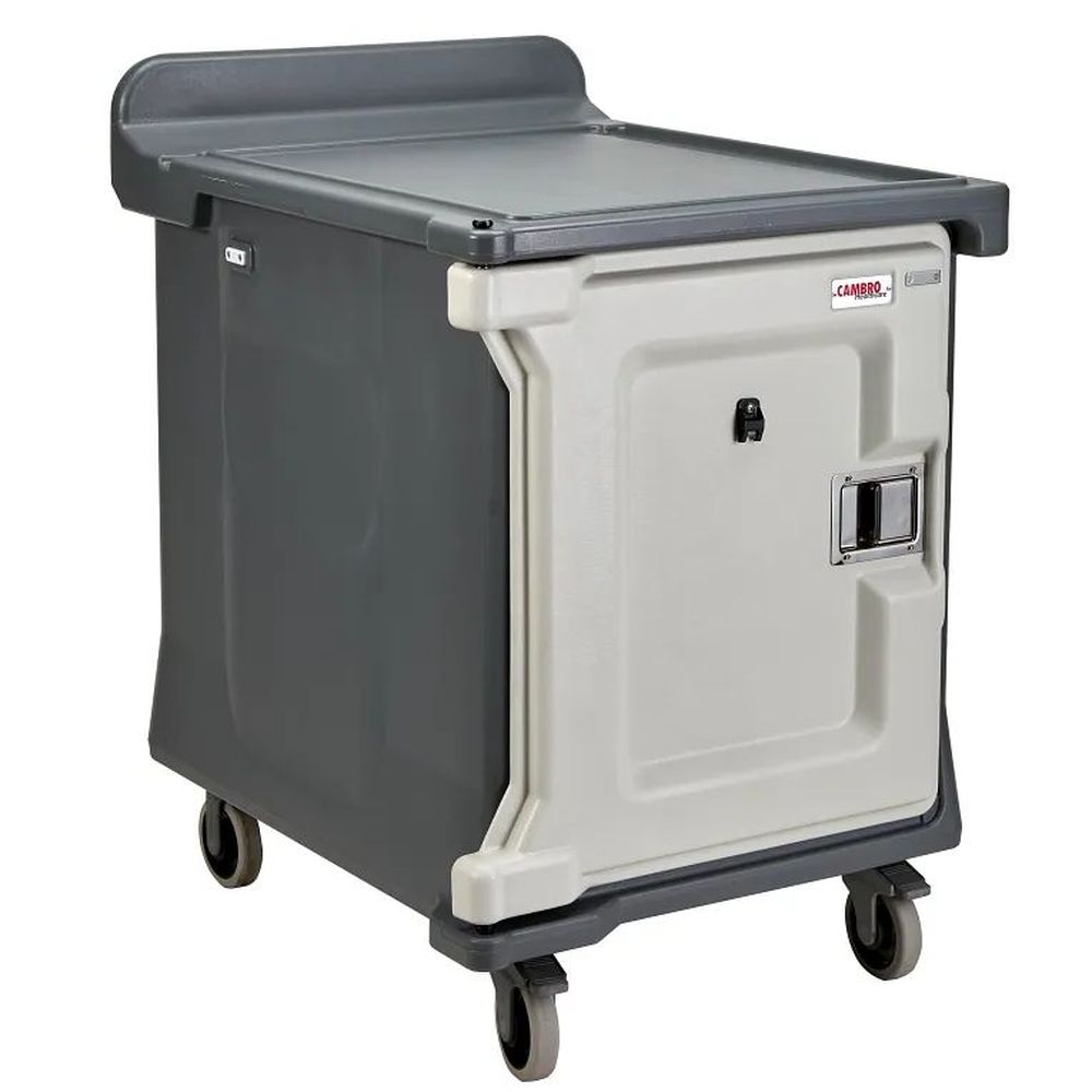 Cambro Granite Gray Polyethylene Low Profile 10 Tray Single Door Insulated Meal Delivery Cart With Standard Casters, 30 3/8 X 38 1/4 X 42 3/4 Inch