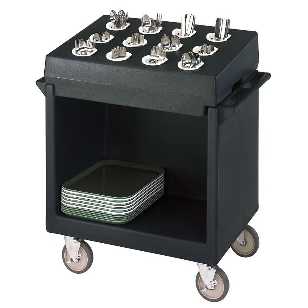 Cambro Black Polyethylene Cart And Cutlery Rack Combination, 38 1/8 X 22 3/4 X 41 1/4 Inch