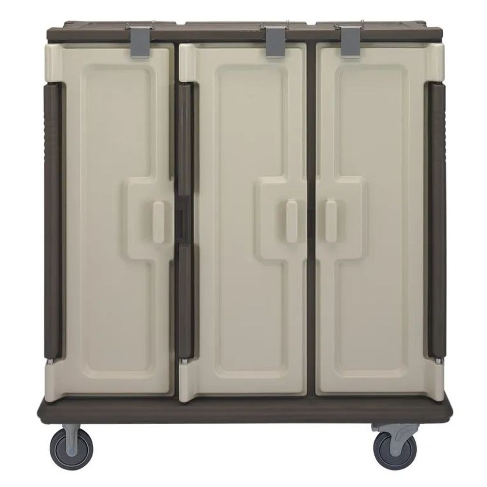 Cambro Granite Sand 3 Compartment Insulated Meal Delivery Cart With Security Package, 60 X 29 1/4 X 63 5/8 Inch