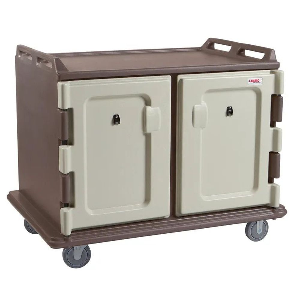 Cambro Granite Sand Polyethylene Low Profile Double Door Double Compartment 20 Tray Insulated Meal Delivery Cart, 48 1/2 X 44 X 32 1/2 Inch