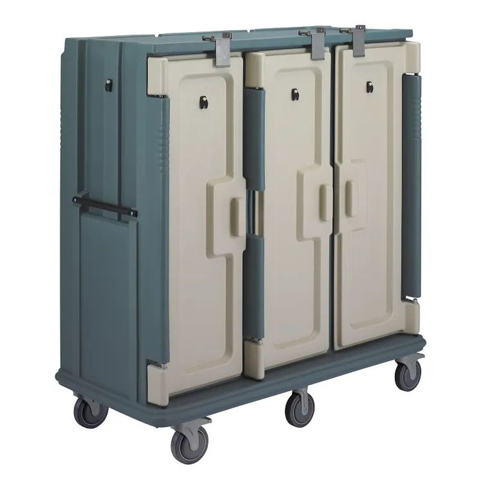 Cambro Slate Blue Polyethylene Tall Profile 3 Door 3 Compartment 30 Tray Insulated Meal Delivery Cart, 60 X 63 5/8 X 29 1/4 Inch