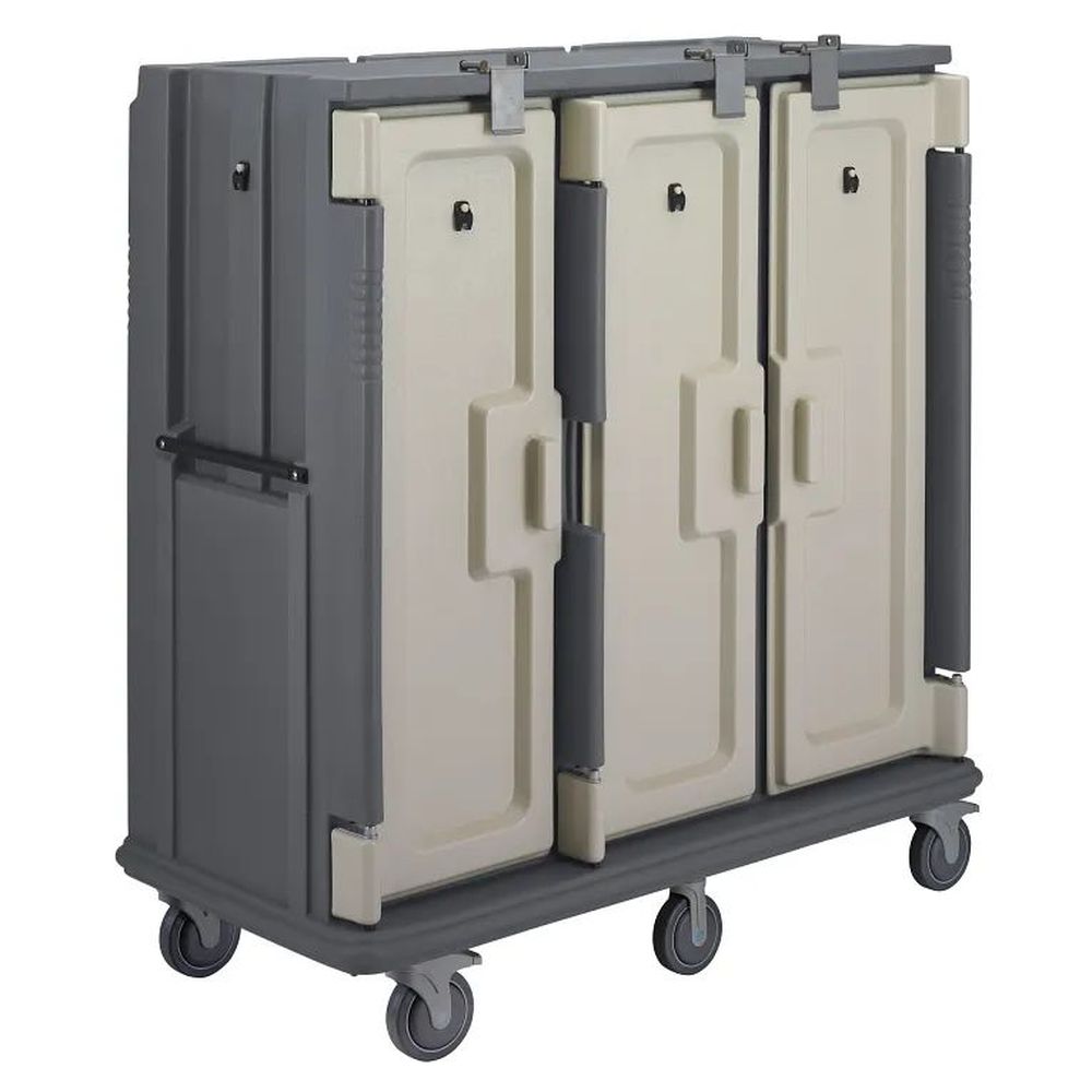 Cambro Granite Gray Polyethylene Tall Profile 3 Door 3 Compartment 30 Tray Insulated Meal Delivery Cart, 60 X 63 5/8 X 29 1/4 Inch