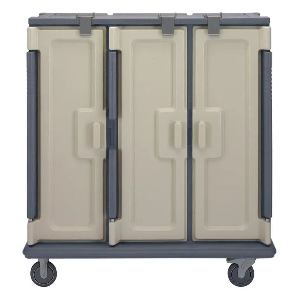 Cambro Granite Gray 3 Compartment Insulated Meal Delivery Cart With Security Package, 60 X 29 1/4 X 63 5/8 Inch