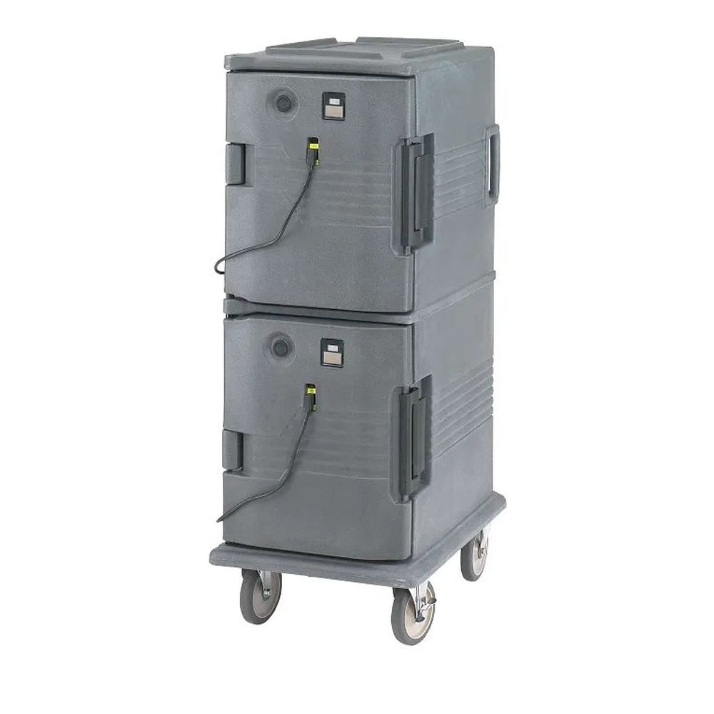 Cambro H Series Granite Gray 110v Electric Insulated 2 Compartment Ultra Camcart With Heated Doors, 20 1/2 X 54 X 27 1/8 Inch