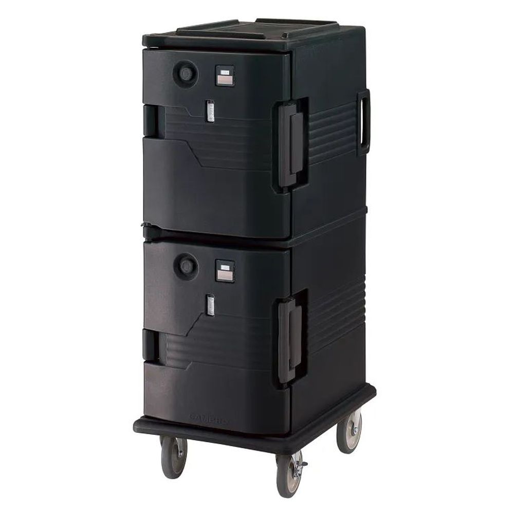 Cambro H Series Black 110v Electric Insulated 2 Compartment Ultra Camcart With Heated Doors, 20 1/2 X 54 X 27 1/8 Inch