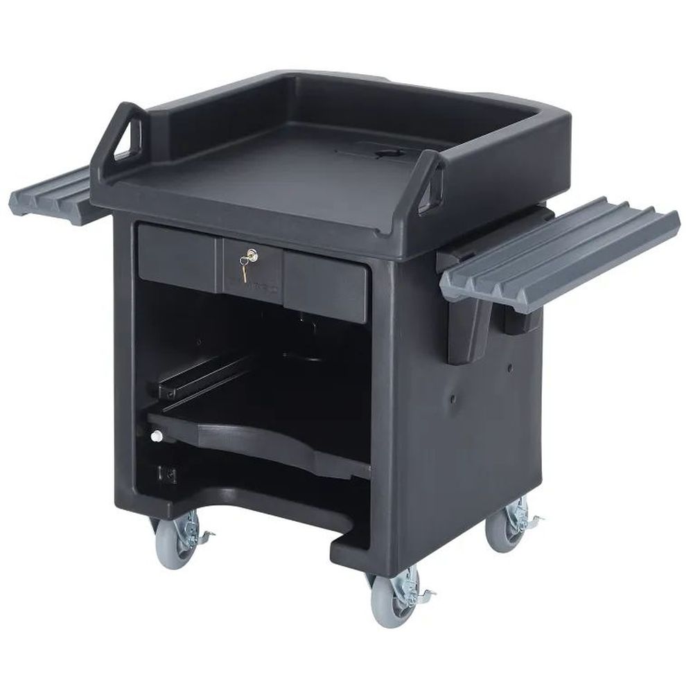 Cambro Black Versa Cart With Dual Tray Rails And Heavy Duty Caster, 52 3/4 X 32 1/4 X 43 Inch