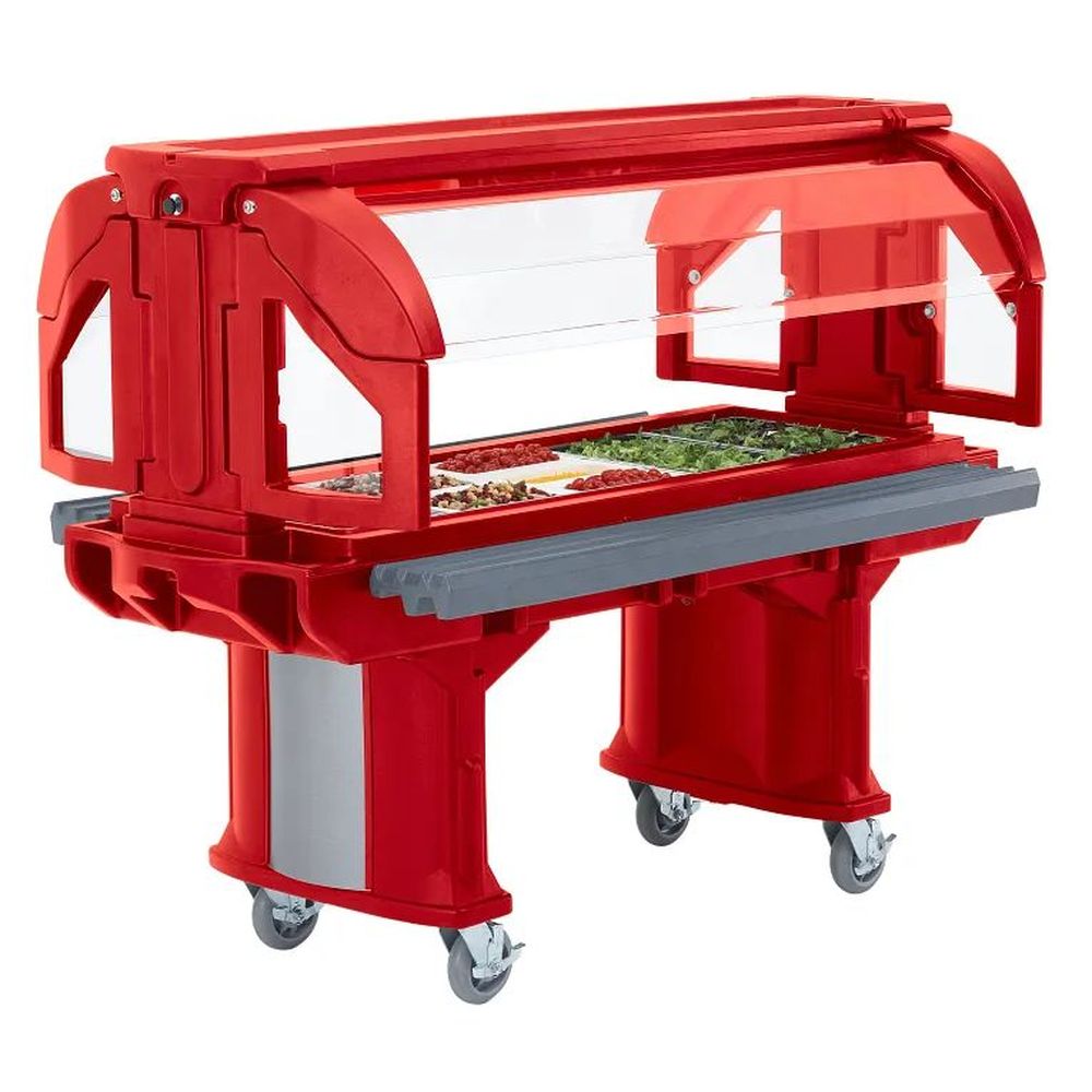Cambro Hot Red Low Height Versa Food Bar With Standard Casters, 5 Feet