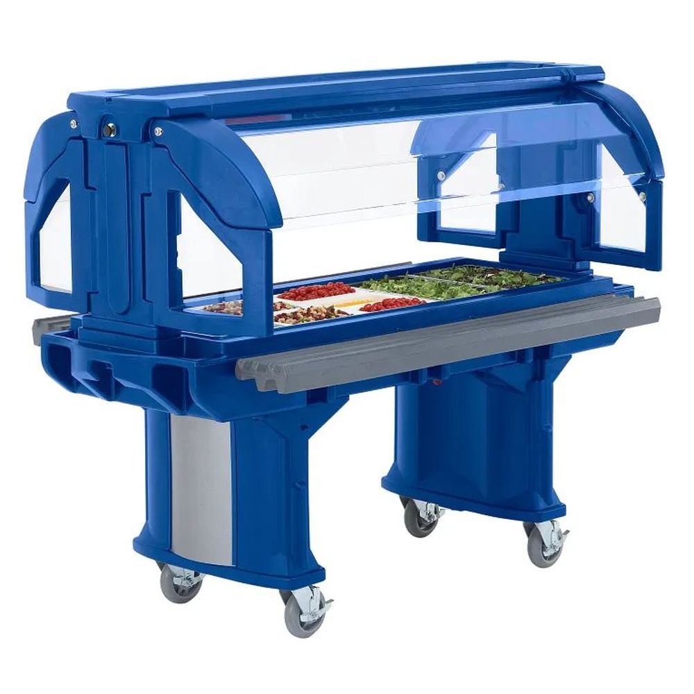 Cambro Navy Blue Low Height Versa Food Bar With Heavy Duty Casters, 5 Feet