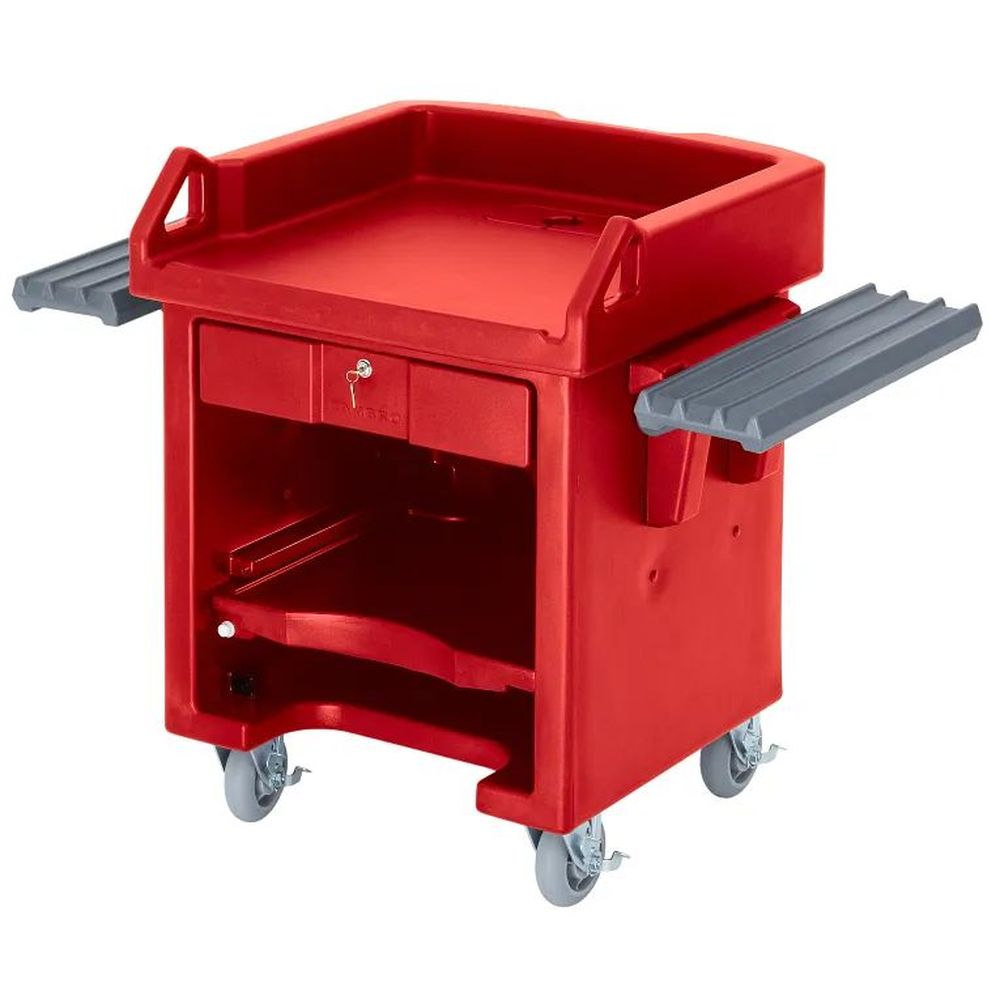 Cambro Hot Red Versa Cart With Dual Tray Rails And Standard Casters, 52 3/4 X 32 1/4 X 43 Inch