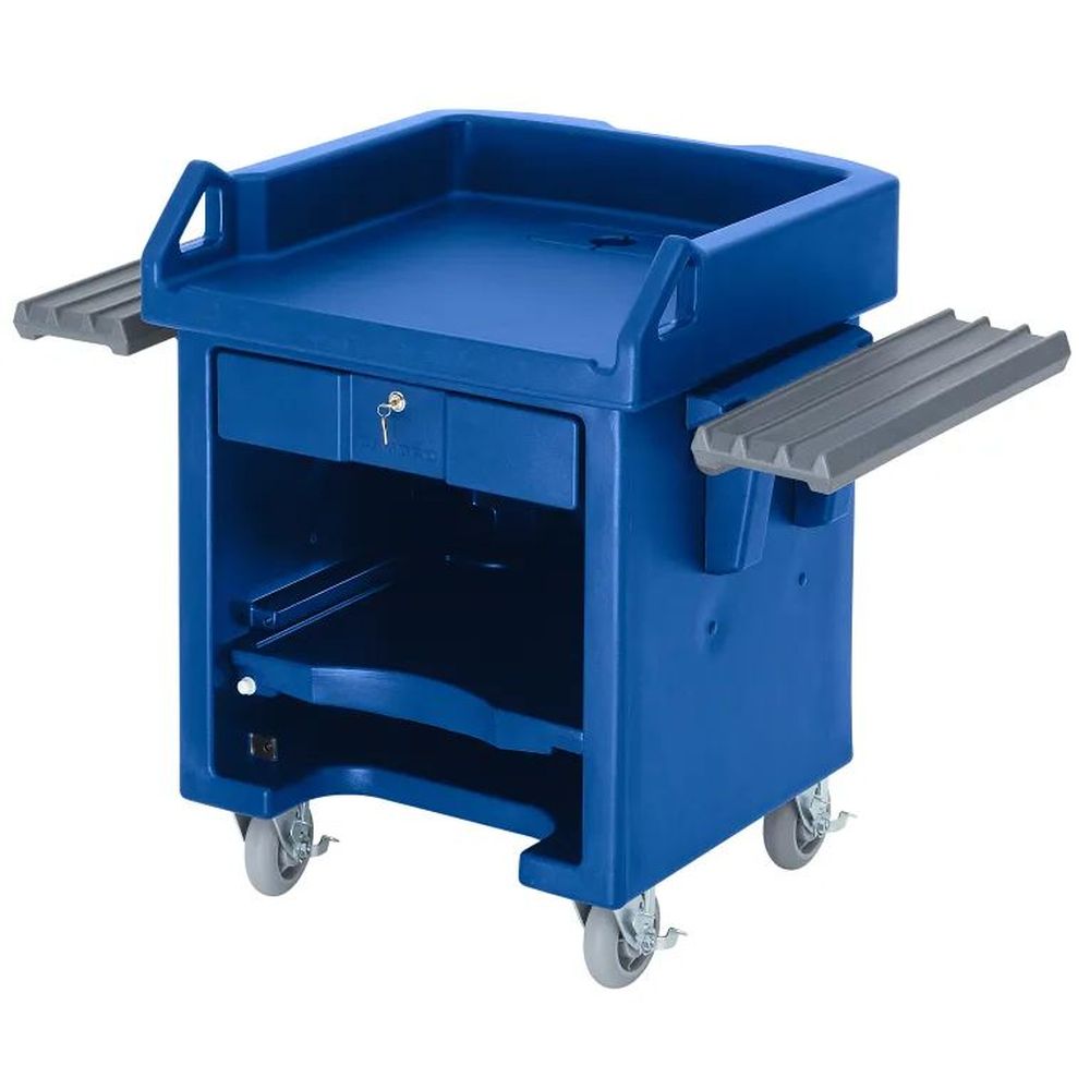 Cambro Navy Blue Versa Cart With Dual Tray Rails And Heavy Duty Casters, 52 3/4 X 32 1/4 X 43 Inch