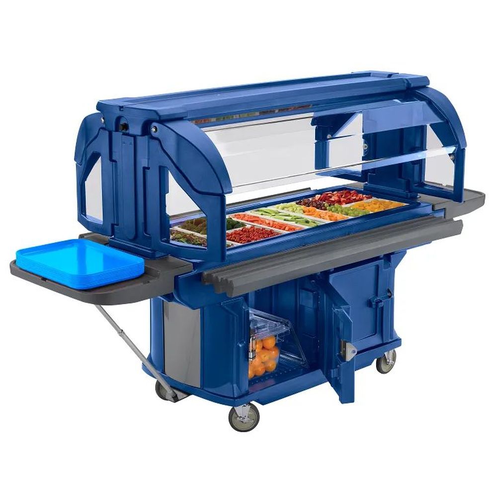 Cambro Ultra Series Navy Blue Standard Height Versa Food Bar With Storage And Heavy Duty Casters, 6 Feet