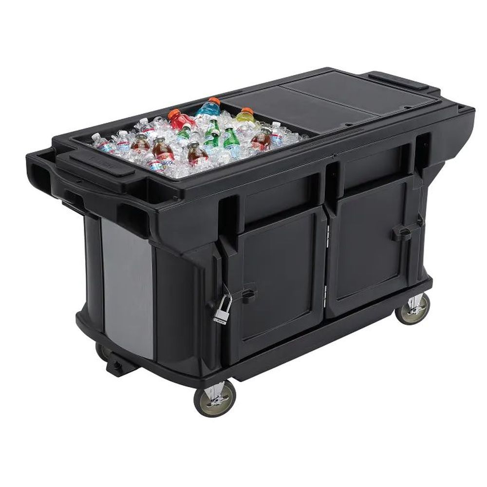 Cambro Ultra Series Black Standard Height Versa Work Table With Storage And Standard Casters, 5 Feet