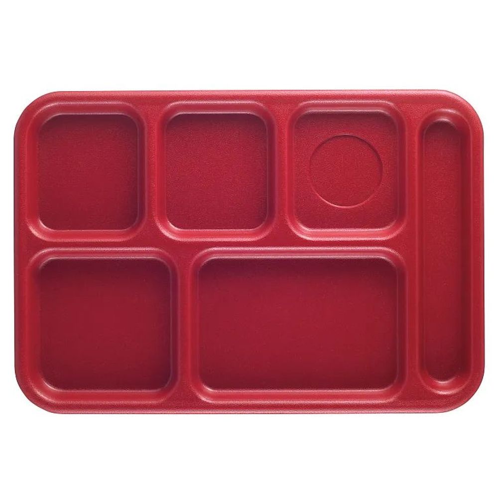 Cambro Budget Red Abs Plastic 6 Compartment School Tray, 14.5 X 10 X 3/4 Inch -- 24 Per Case