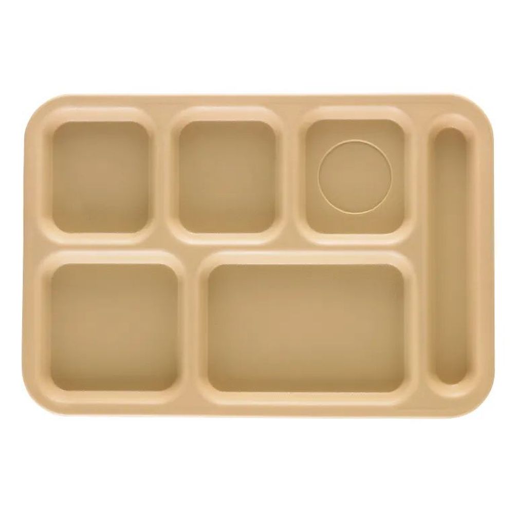 Cambro Tan Penny Saver 6 Compartment School Tray, 14 1/2 X 10 X 3/4 Inch -- 24 Per Case