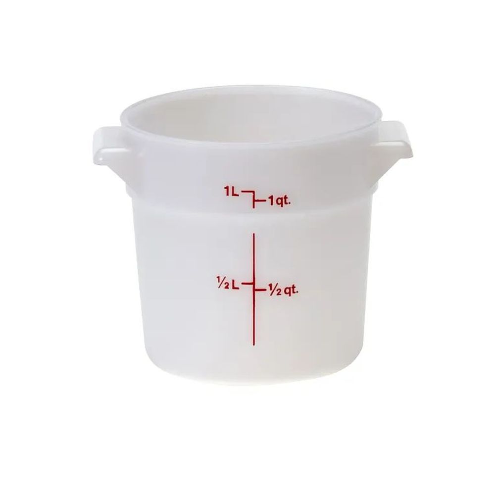 Cambro Camrounds Classic Series Natural White Poly Round Food Storage Container, 1 Quart Capacity -- 12 Per Case
